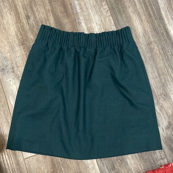 J. Crew Hunter Green Teal Paperbag Elastic Waist Skirt size 4 - Picture 2 of 6